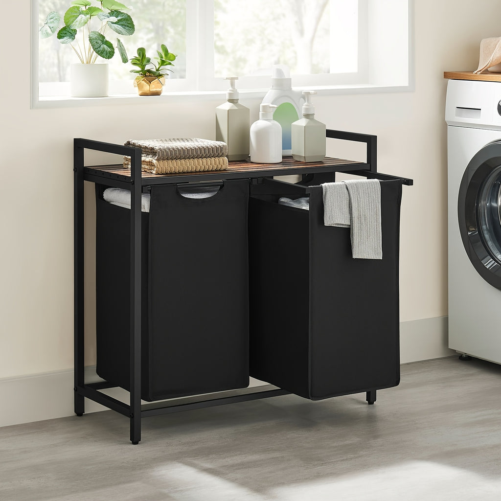Dual Compartment Laundry Basket with Removable Bags