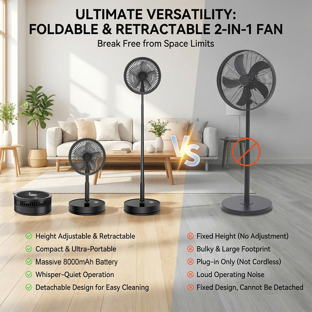Foldable Portable Rechargeable Remote Fan  Adjustable
